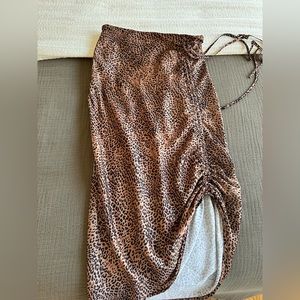 Etophe Studios Cheetah Print Ruched Asymmetrical MIDI Skirt